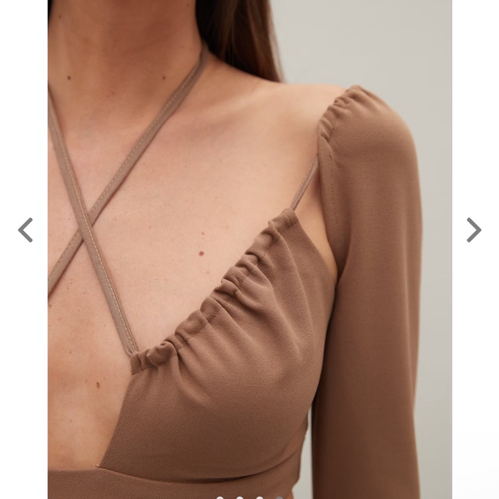 NWT ATOIR The Serpent Strappy Halter Long Sleeve Cutout Mini Dress in Lion US 8 - Picture 10 of 10